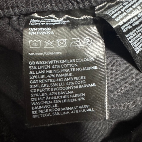 Black Linen Blend H&M Drawstring Pants - Picture 4 of 4